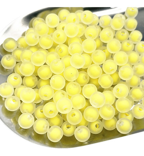 200 Micangas Bola Fosca 8mm Com Miolo Para Pulseira Infantil Cor Missanga 8Mm Amarelo