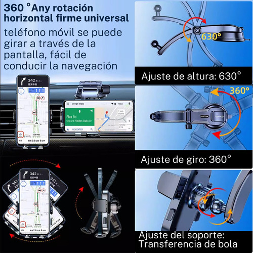Soporte Para Celular Auto Ajustable 360o Con Estable Ventosa