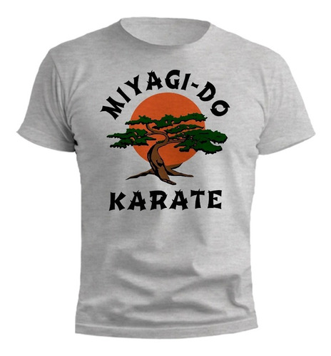  Remera Miyagi Karate Diseño Gris Melange