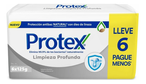 Jabon Protex Limpieza Profunda 125g - Pack X6