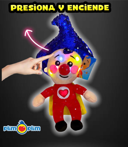 Imagen 3 de 6 de Peluche Payaso Plim Plim Con Luz Led Un Héroe Del Corazón