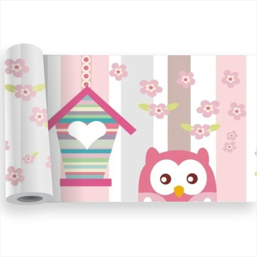 Faixa Border Adesivo Infantil Coruja Corujinha Passaro Rosa Decoração Quarto Menina  Kit08