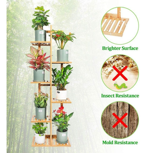 Gar-life - Estante De Bambú Para Plantas Para Interiores Y E