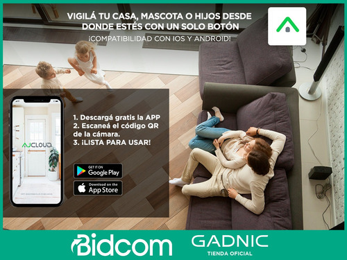 Imagen 5 de 10 de Cámaras De Seguridad Gadnic X2 Full Hd Interior Wifi App