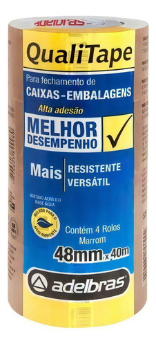 Fita Embalagem Adelbras 48 X 45 Marrom C/4 Rolos