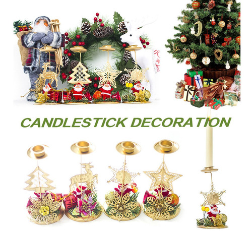 Candelabro Navideño De Hierro Nuevo Y Creativo 4 Piezas