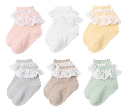 Viniknika 6 Pairs Baby Girls Socks Newborn Ruffle Lace So Ak