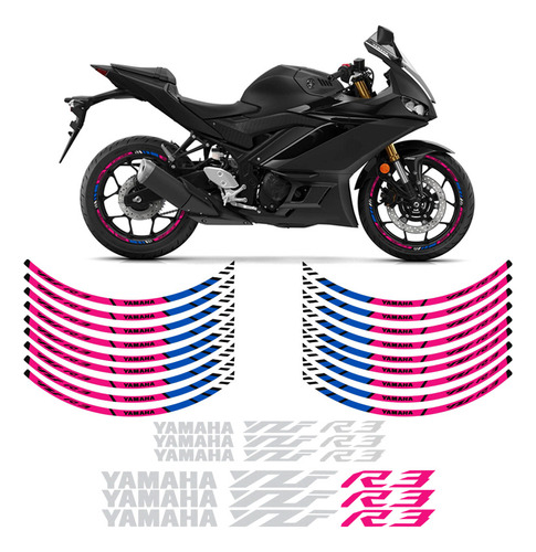 Apliques Refletivos Roda Yamaha Yzf R3 Frisos Rosa Genérico