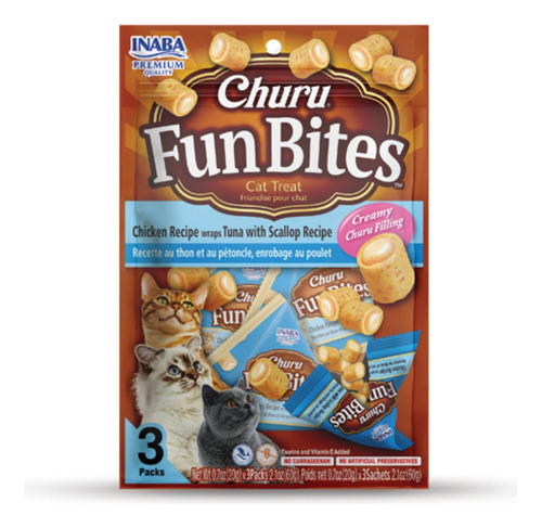 Snack Gatos Inaba Churu Fun Bites Atún Con Ostiones 60gr