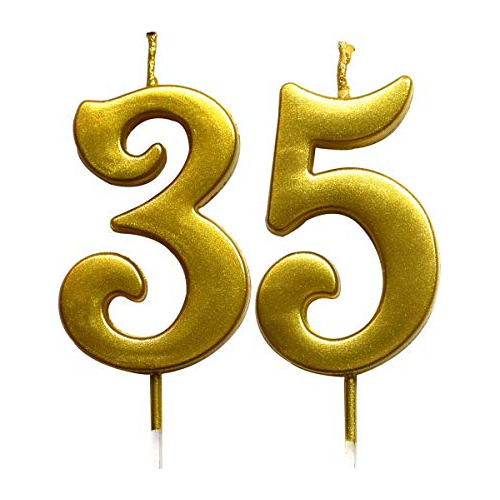 Vela Numérica De Cumpleaños 35 Oro, Velas De Número ...