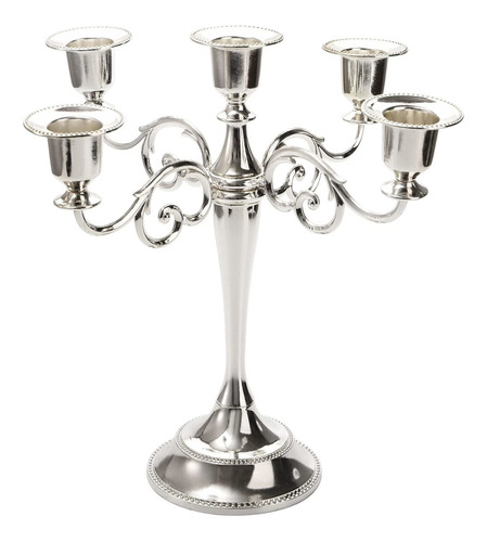 Youeon Candelabro De 5 Brazos, Portavelas De Plata, Can...