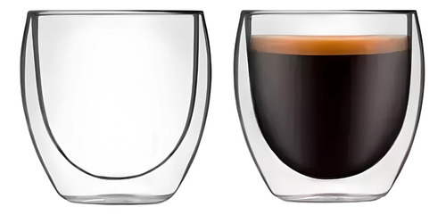 Set X2 Taza Doble Pared Café Espresso Larhaus 100ml Vidrio