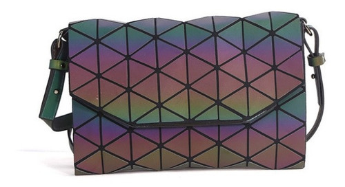 Bolso Cartera Para Mujer Geometrica Tornasol Luminoso Color Gris Oscuro Diseño De La Tela Triángulos