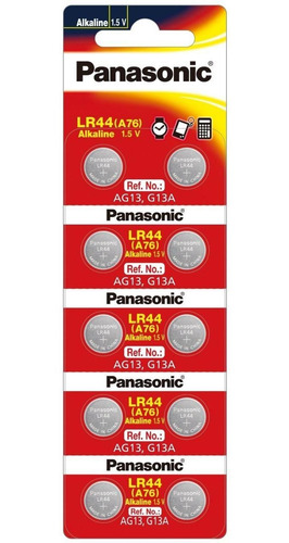 Imagen 1 de 3 de Pila Panasonic Tira 10 Lr44 Ag13 A76 Lr1154 Sr44 357