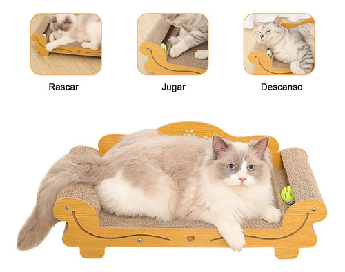 Rascador Para Gato De Cartón, Cama Rascador Gatito Con Bola