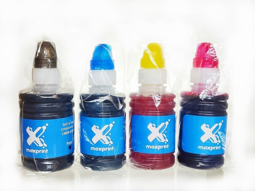 Kit de 4 recargas de tinta Maxprint compatible con tinta negra, cian, amarilla y magenta de Canon G3110