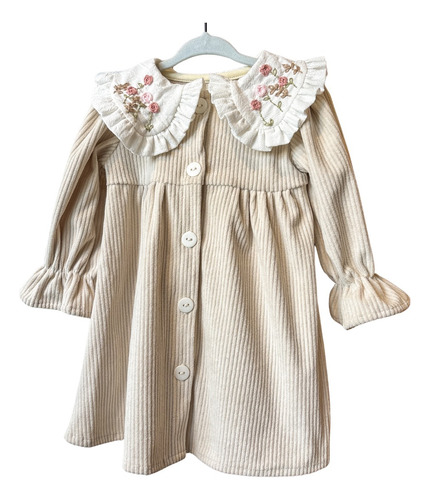 Vestido Pana Niña, Bordado A Mano
