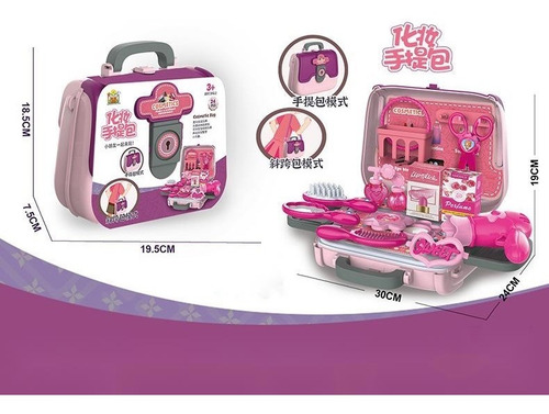Imagen 2 de 4 de Caja De Maquillaje Juguete 2 En 1 Bolso 25 Piezas Belleza