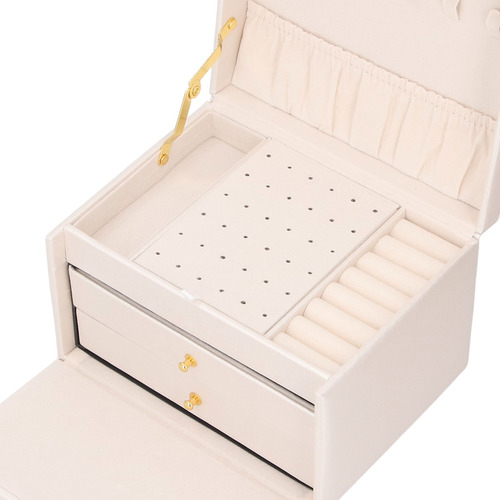 Estuche Para Joyas, Organizador Grande De Piel Sintética Con