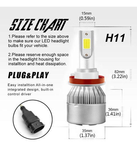 Para 2015 2016 2017 Chrysler 200 Kit De Focos Led 9005 H11