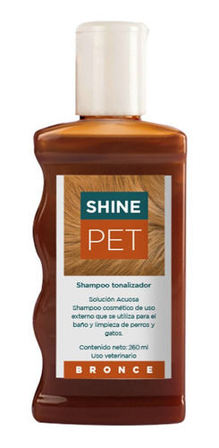 Shampoo Shinepet Bronce Pelo Marrón X 260 Ml Perros Gatos