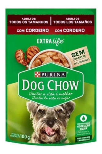 Ração úmida Dog Chow Salud Visible Sem Corantes para cachorro adulto todos os tamanhos sabor cordeiro em saco de 100g