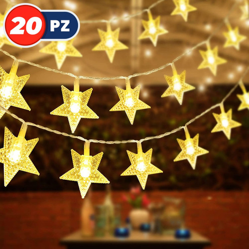 20pz Mini Serie Cortina Luces Led Decorativa Estrellas 2m