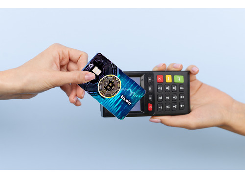 Sticker Cover Tarjeta Banco Holográfico Bitcoin Criptomoneda