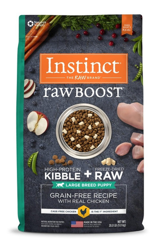 Croquetas Instinct Raw Boost Cachorros Razas Grandes 9.07 Kg