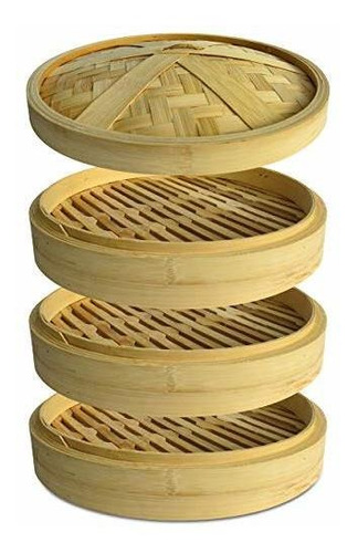 Vaporizador De Bambú Natural De 3 Niveles De 12 Pulgadas De
