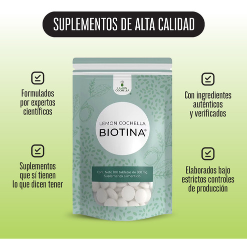 Suplemento En Tabletas Kukamonga Suplemento Biotina Lemon Cochellla En Bolsa De 1ml 100 Un Pack X 5 U