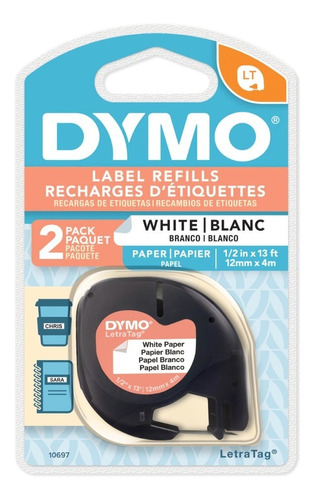 Cinta Dymo(x2unid) Digital Color Papel Blanco 12mm X 4m