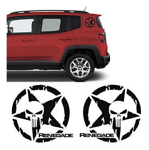 Adesivo Jeep Renegade Caveira O Justiceiro Estrela Preto