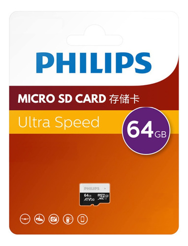 Tarjeta Memoria Micro Sd 64 Gb Philips Ultra Rápida Celular