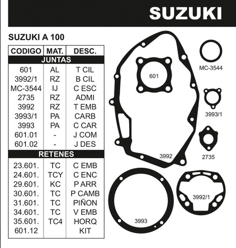 Juego De Juntas Completo Suzuki A 100