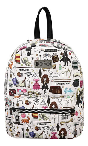 Mini Mochila Blanca Con Estampado Integral Personajes E