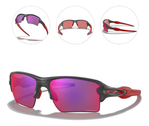 Oculos Oakley Flak 2.0 Xl Cinza E Vermelho Lente Prizm Road