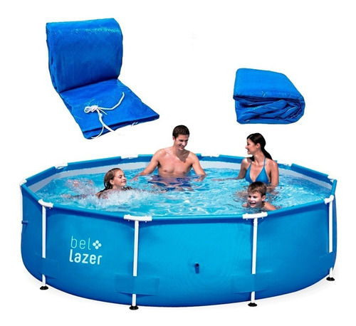 Piscina Com Armação 7000 Litros Com Capa E Forro Belfix