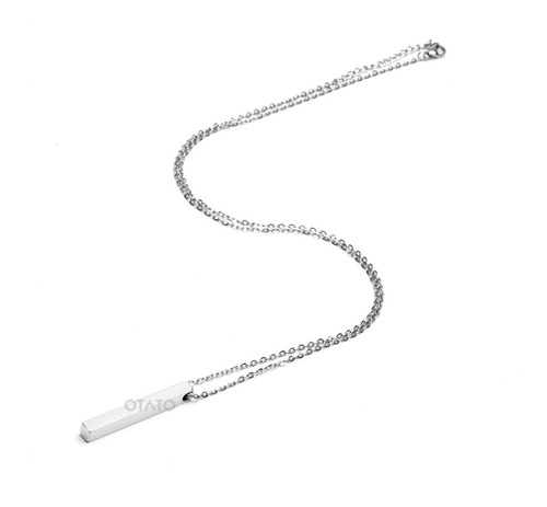 Imagen 4 de 10 de Collar Hombre Dije Barra Acero Quirúrgico Collares Hombres