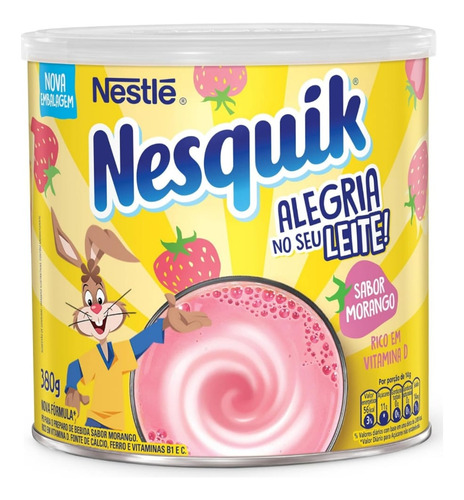 Kit Nesquik Sabor Morango 380g Nescal Sabor Chocolate 350g