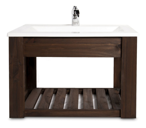 Imagen 2 de 3 de Vanitory Colgante 60cm Madera Maciza Bacha Maral Y Griferia