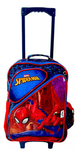 Mochila Escolar 3d Spiderman Con Carro Calidad Premium