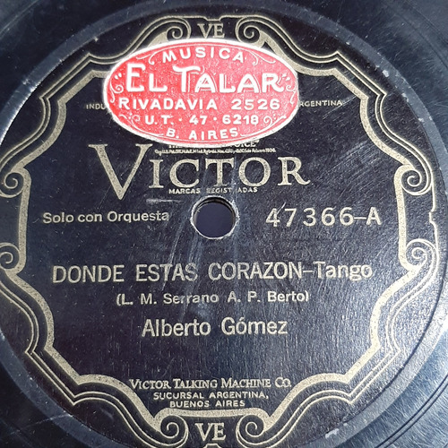 Pasta Alberto Gomez Con Orq Gomez Vila Guitarras Victor C537