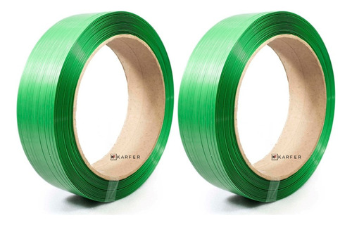 2 Rolos Kit Fita Cinta De Arquear Pet Poliéster Verde 16mm