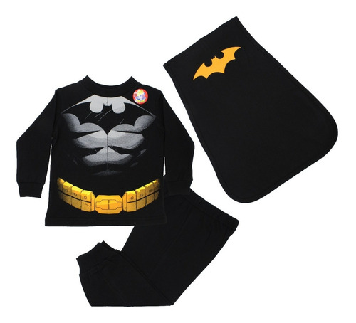 Pijama Batman Músculos 3 Pzs Sudadera Pants Capa Disfraz
