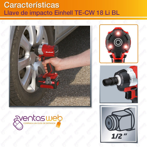 Imagen 4 de 7 de Llave De Impacto Atornillador Inalambrico 18v Einhell Solo