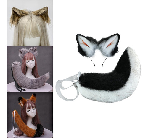 2 Unids Shiba Inu Orejas Diadema Con Cola Tocado Cosplay