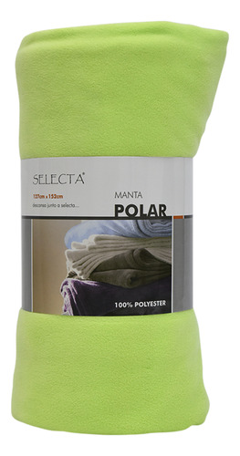 Manta Polar Frazada De 1 Plaza 127x152cm Color Verde Manzana Diseño De La Tela Liso