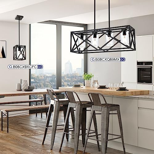 Lmpara Colgante Granja Negra Vidrio Transparente Cocina, Pas