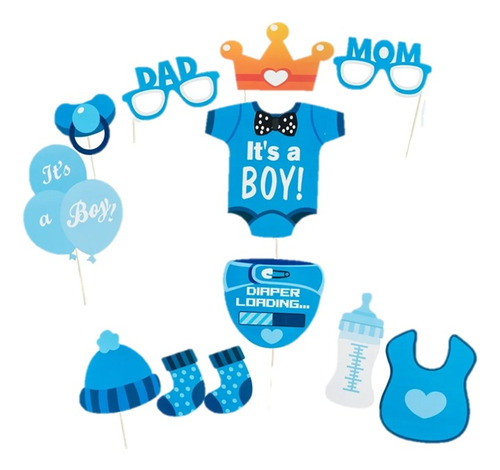 Selfie Props Baby Shower Revelación Genero Sexo X12 Unidades